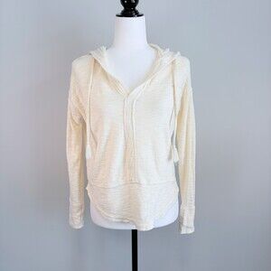 Roxy Light Knit Hoodie Buttercup Yellow Boho Beach Summer Sweater Women's Small